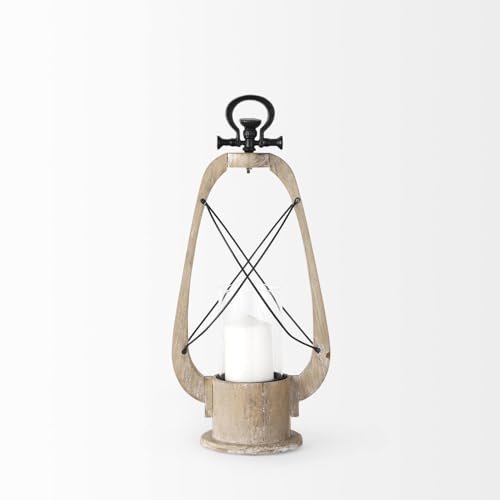Mercana Furniture & Decor Wooden Votive Zain I by Mercana Candle Holders/Lanterns, 10.0L x 6.0W x 21.5H, Brown | Matte-Black