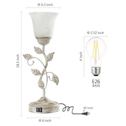 Set of 2 Rustic Touch Table Lamps for Bedroom 2 USB C+A - color: 2 Pack - Retro White