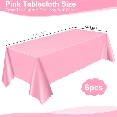 NatNarr 6 Pcs Plastic Pink Tablecloths, Scalloped Rectangle Table Cloths - color: Pink, size: 6 Pack