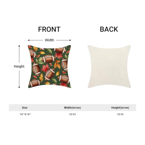 Fall Pillow Covers 18x18 Set of 2 Green Brown Football Leaves Decorative Throw Pillow Covers Outdoor Autumn Thanksgiving Decoration Colorful Leaf Pillowcase Farmhouse Cushion Case for Home Sofa - color: Football Leaves-green-3, size: 18" x 18" (Pack of 2)