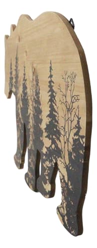 Ebros Gift Rustic Western Black Bear With Pine Trees Forest Silhouette Wooden Plank Cutout Wall Decor Sculpture Wildlife Forest Cabin Decor Accent