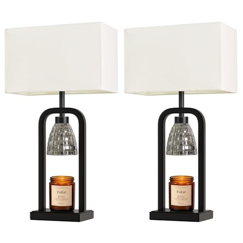 PoKat 21.5'' Matte Black Table Lamps Set of 2 with Candle Warmer & Gift Box - color: Set of 2 - Black