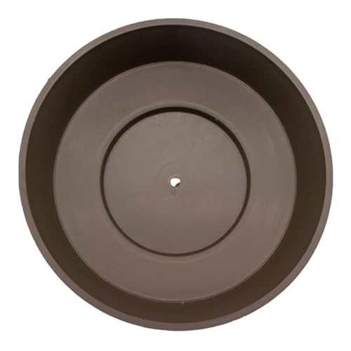 The HC Companies 8 Inch Round Plastic Succulent Capri Bowl Decorative Indoor Flower Succulent Planter Pot with Drain Plug Hole, Artisan Taupe with Copper Bottom Color (2 Pack) - color: Artisan Taupe, size: 8" (Pack of 2)
