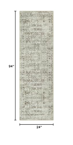 Morebes Washable Hallway Runner Rug 8ft, Brown Distressed Kitchen Runner Rugs Non Slip, Farmhouse Vintage Carpet Runner for Entryway Laundry Bathroom, Soft Bedroom Bedside Rug (2.5x8, Brown) - color: Brown/Multi, size: 2.5' x 8' (Runner)