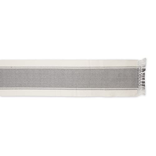 DII Dobby Stripe Table Runner, 13x72 Cool Gray & Cream Background - color: Cool Gray, size: 13x72"