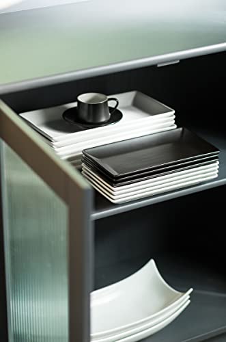 Gomakren Black Serving Platters 10 Inch Rectangular Serving Dishes Set of 4 - color: Black, size: 10 Inch (Set of 4 Platters)