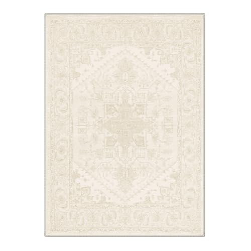GENIMO 2X3 Washable Area Rug for Entrance, Boho Vintage Medallion Non Slip - color: Dusty Ivory, size: 2' x 3' (Rectangular)