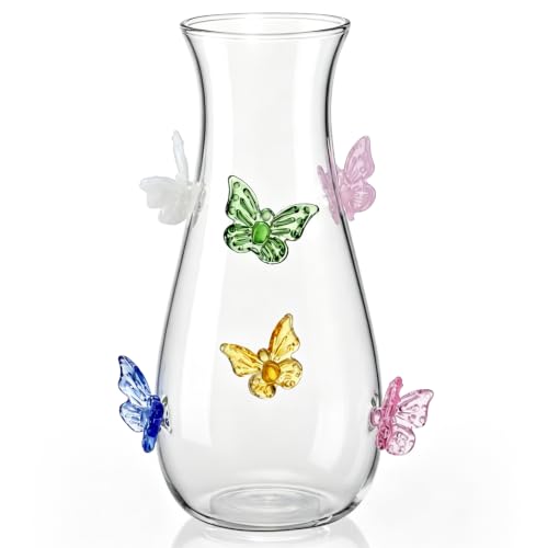 8.5" 3D Butterfly Glass Vase Centerpiece for Wedding, Colorful