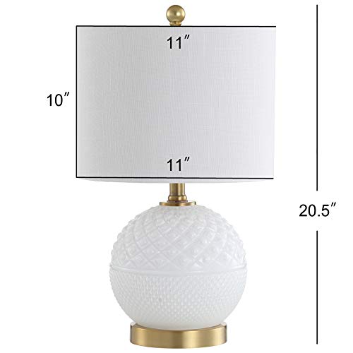 JONATHAN Y Julienne Hobnail Glass/Metal Table Lamp 20.5", White/Brass Gold