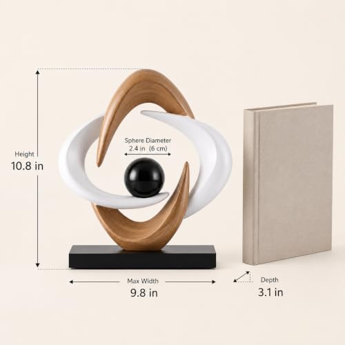 Abstract Art Sculpture, Resin Gold Decorative Statue, Modern White Ornaments for Living Room, Decorativas Modernas for Coffee Table/Entryway/Office Collectibles (Wood&White) - color: Wood&white