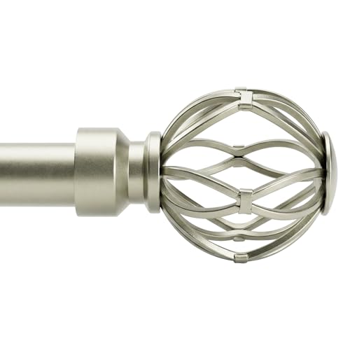 Nickel Curtain Rod 28 to 48 Inch, Heavy Duty Drapery Pole Iron Cage - color: Nickel, size: 18-64"