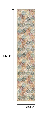 Lahome Moroccan Washable Runner Rug 2x10, Kitchen Runners for Hallways - color: Burnt Orange/Teal Multi, size: 2' X 10' (Runner)