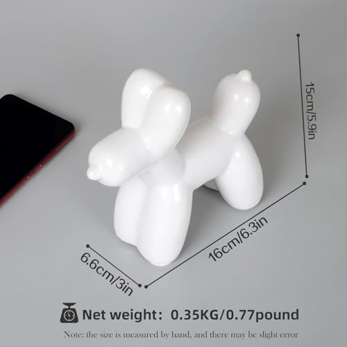 Notakia Large White Cute Ceramics Balloon Dog Statue Crafts Living Room Desktop Decorations,Handmade Modern Small Ceramic Animal Statue Ornament Home Decor Accents - color: White, size: Large