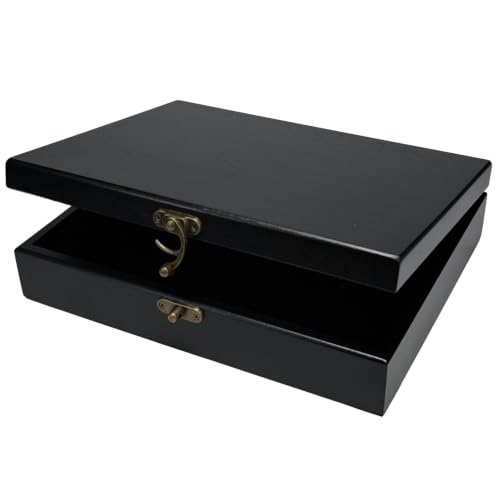 WE Games Old World Wooden Keepsake Box - color: Black Stained, size: Large