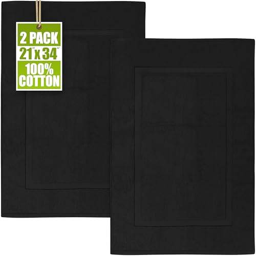Utopia Towels Cotton Bath Mat, 21x34 in, 2 Pack, Black - color: Black, size: 2 Bath Mats