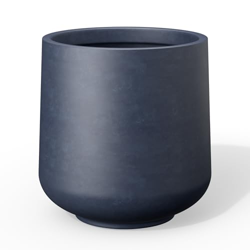 Kante Accent Round Curved Charcoal Concrete Planter 13" Dia, Outdoor - color: Charcoal, size: 13" D