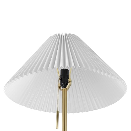 Globe Electric 62" Brass Floor Lamp with Pleated Fabric Shade - color: Brass, Oren