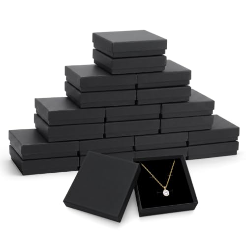 Small Jewelry Gift Boxes, 20 Pack 3.5x3.5x1 Inch, Black - color: Black, size: 3.5x3.5x1 Inch (Pack of 20)