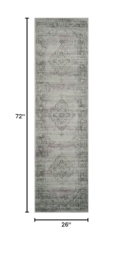 SAFAVIEH Vintage Collection Runner Rug - 2'2" x 6', Light Blue, Oriental Medallion Distressed Viscose Design, Ideal for High Traffic Areas in Living Room, Bedroom (VTG112-110)