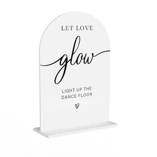 Acrylic Wedding Sign Let Love Glow Sign for Wedding Wedding Signs for Ceremony Modern Calligraphy Arch Acrylic Table Top Sign for Wedding Reception and Event Party Table(white) - color: Let Love Glow