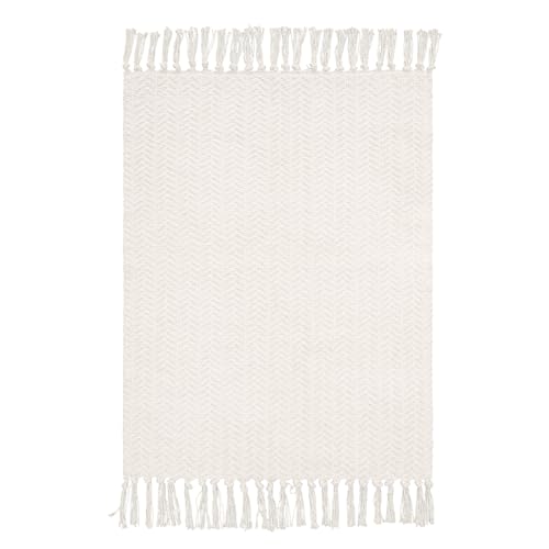 Lahome Boho Bathroom Rugs, 3x5 Washable Area Rug for Kitchen Bedroom Entry - color: Beige/White, size: 3' x 5' (Rectangular)