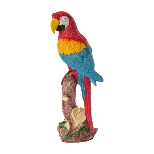 Parrot Statue Fake Bird Tropical Decor Macaw Figurine, Yellow Beak - style: Yellow mouth