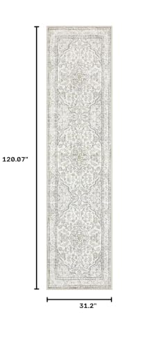 Lahome Oriental Runner for Hallways 2.5x10 Washable Beige Kitchen Runners Non Skid Long Entryway Rug Runners 10ft Ulra-Thin Soft Indoor Boho Rug Traditional Carpet for Laundry Living Room Helena - color: Beige/Ivory, size: 2'6" x 10' (Runner)