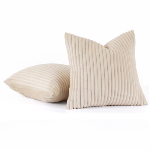 Simmore Fall Soft Apricot Flannel Throw Pillow Covers 22X22 Set of 2 - color: Apricot, size: 22" x 22" (Pack of 2)