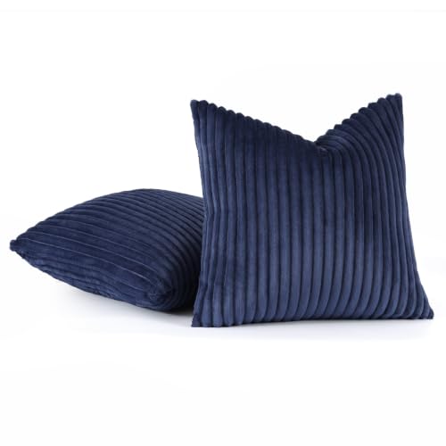 Simmore Fall Soft Blue Flannel Throw Pillow Covers 24X24 Set of 2 - color: Blue, size: 24" x 24" (Pack of 2)