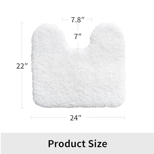 Disolla Toilet Rug 22x24 White, Non-Slip Soft Toilet Mat U-Shaped Washable - color: White, size: 1'10" x 2' (22''x24'' Toilet Rug)