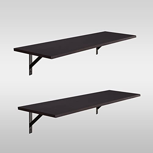 DINZI LVJ Long Wall Shelves, 39.4 Inch Wall Mounted Shelves with Brackets - color: Espresso, size: 39.4 Inch