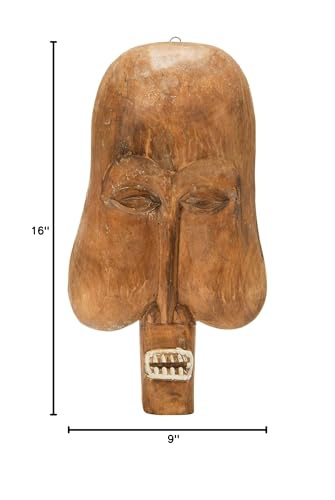 Bloomingville Hand-Carved Albasia Wood Mask Wall Decor