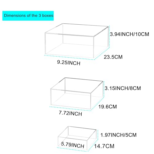 3 Pack Acrylic Cube Risers Acrylic Boxes for Food Buffet Risers Decorative Stands 6IN To 10IN with Hollow Bottoms 3 Sizes for Party Catering Dessert (Clear) - color: Clear