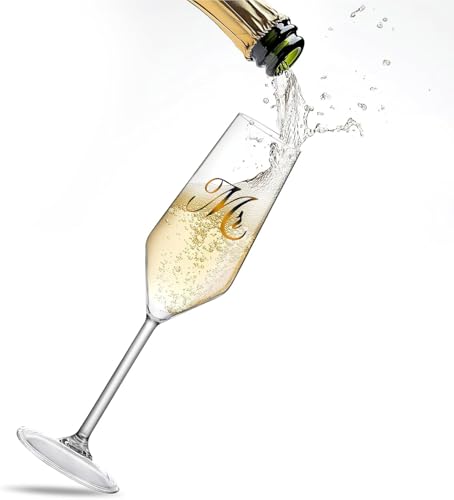 Mfacoy Mr. & Mrs. Champagne Flute Set, Wedding Decor - His and Hers, Wedding Toasting Glasses for Engagement Celebrations, Bridal Shower and Registry Idea, Tall Wine Glasses for Bride and Groom Gifts