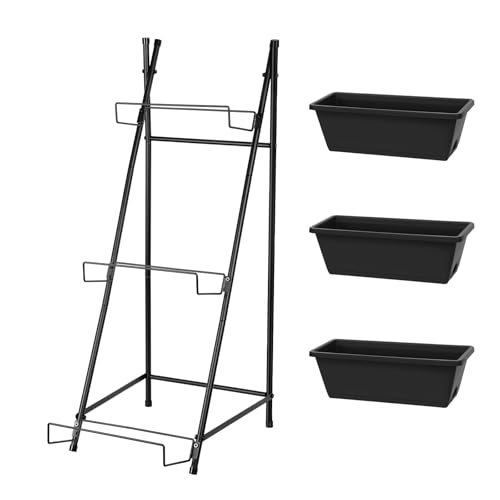 3 Tier Vertical Garden Planter Small Raised Garden Bed Freestanding Plastic Raised Planter Boxes Herb Planter Stand with Removable Tray for Indoor Outdoor Herbs Flowers Vegetables Plants Grey - color: Gray