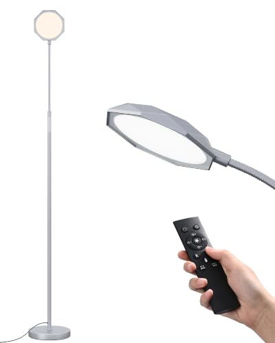 EDISHINE 18W LED Floor Lamp for Living Room, Diamond-Surface, Silver - color: Silver