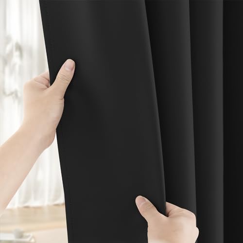 Extra Long Grommet Blackout Curtains, 1 Panel, Black, W52 x L156 - color: Black, size: 52"W x 156"L (Pack of 1)