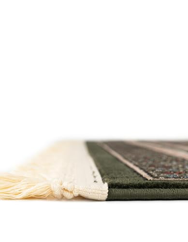 Rugs.com Bokhara Collection Rug – 6 Ft Runner Dark Green Medium-Pile Rug Perfect for Hallways, Entryways - color: Dark Green, size: 2' x 6' Runner
