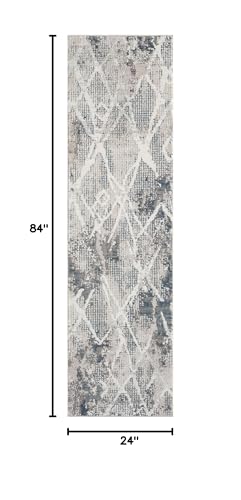 2x7 Blue Modern Geometric Area Rug for Living Room, Bedroom - color: 1003 - Blue, size: 2' x 7' (Rectangular)
