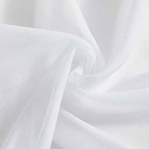 HLC.ME Semi Sheer Grommet Window Curtains, 2 Panels, 54x84 Inch, White - color: White, size: 54"W x 84"L (Pack of 2)