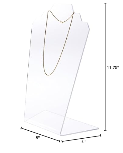 Plymor Clear Acrylic Stair-step Necklace Display Stand, 8" W x 4" D x 11.75" H