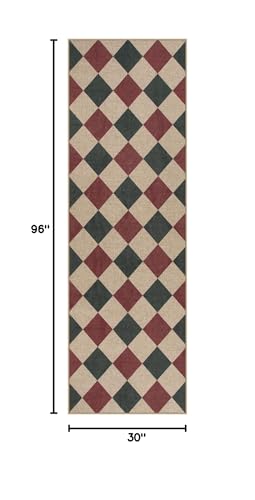 Lahome Christmas Runner Rug, 2x8 Checkered Christmas Decor Non Slip Entryway Runner Rug, Checkerboard Red and Green Indoor Outdoor Xmas Decorations for Hallway 8ft Entry Laundry Room - color: Green and Red Checkerboard, size: 2'6" x 8' (Runner)