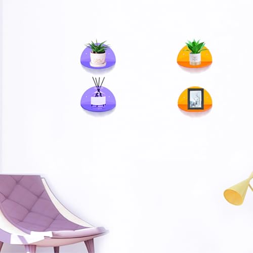 ROYALITA 2-Pack Small Acrylic Shelves Room Decor Floating Shelves, Purple - color: Purple