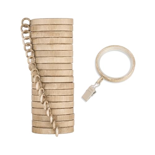 Cambria Designer 2" Weathered Oak Quiet Glide Curtain Rings 18 Pack - color: Weathered Oak, size: Large 2 in