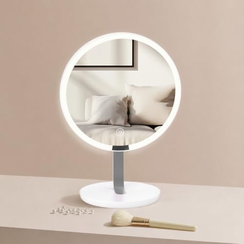 9.65-inch Lighting Makeup Mirror, 1x / 10x,Silver - color: Metallic Silver