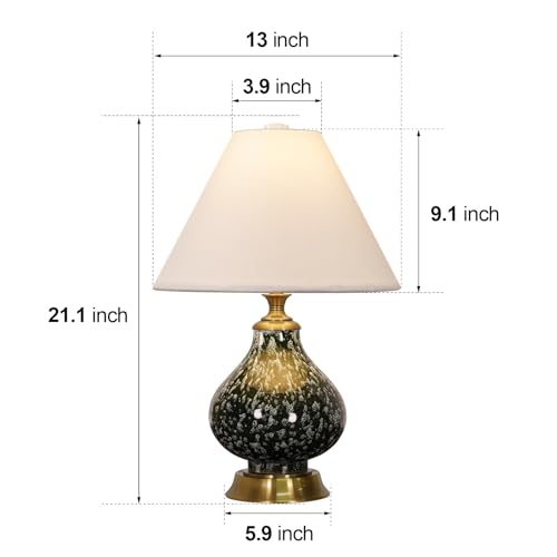 Table Lamp Black Ceramic Desk Lamp, Beige Fine Linen Fabric Shade Bedside Lamps for Bedroom Living Room Modern Minimalist Nightstand Lamp - color: Black