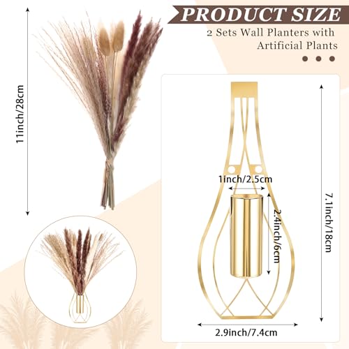 Otoolling Boho Wall Decor Set of 2, Gold, Pampas - color: Gold, style: Pampas