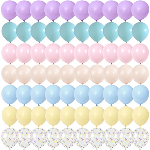 Pastel Balloon 12Inch Colorful Macaron Pink Teal Blue Yellow Purple Balloon - color: Blue Yellow Pink Purple