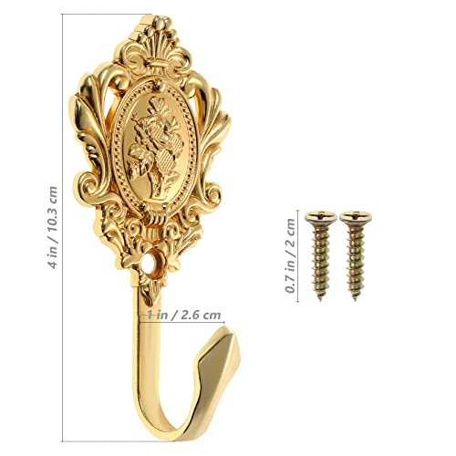2 Pcs Curtain Holdback Hooks Zinc Alloy Golden Vintage Style Hooks