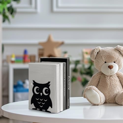 Peacoblue 5.3"x4.3"x5.9" Metal Bookends, Heavy Duty Book Ends for Shelves - color: Owl